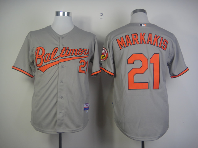 Men Baltimore Orioles #21 Markakis Grey MLB Jerseys->->MLB Jersey